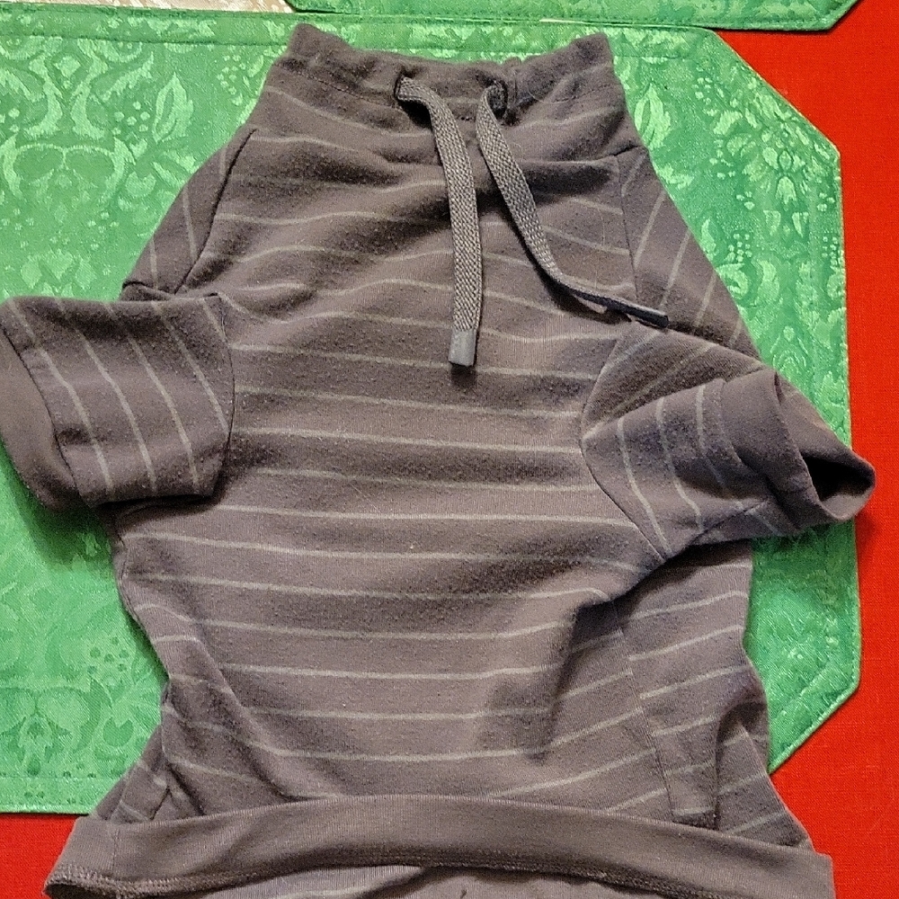 Gray Striped Dog Shirt Medium